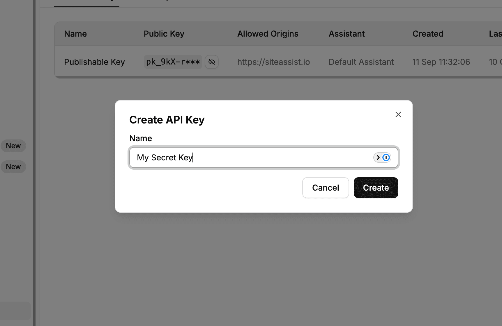 Create Private Key Modal